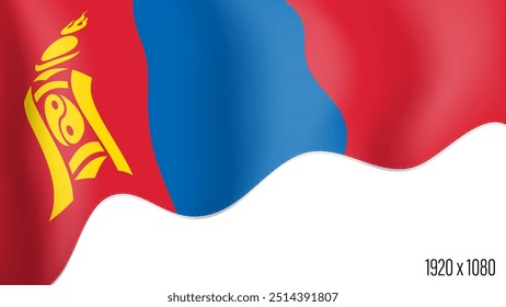 Cópia arquivada em 15 de julho de 2012 "Mongolia country flag real independent day background" . Banner da Commonwealth na Mongólia em movimento, flutuando ao vento. Festivo patriótico modelo de formato HD para o dia da independência