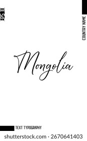 Mongólia    -Nome do país Moderno Cursivo Tipografia Texto Lettering Design