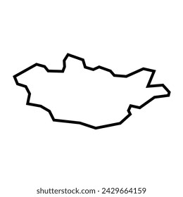 Mongolia country thick black outline silhouette. Simplified map. Vector icon isolated on white background.