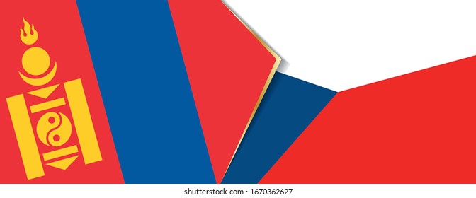 Banderas de Mongolia y la República Checa, dos banderas vectoriales símbolo de relación o enfrentamiento.