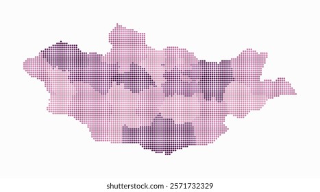 Mongolia dotted map. Digital style map of the country on white background. Mongolia shape with circle dots. Colored dots style. Small size circles. Stylish vector illustration.