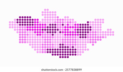 Mongolia dotted map. Digital style map of the country on white background. Mongolia shape with circle dots. Colored dots style. Large size circles. Creative vector illustration.