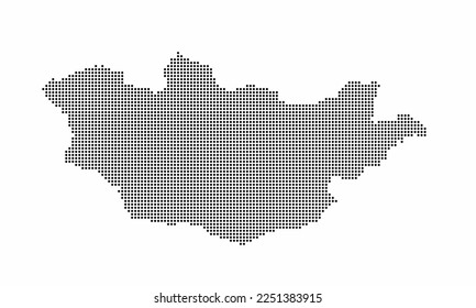 Mongolia dotted map with grunge texture in dot style. Abstract vector illustration of a country map with halftone effect for infographic. 