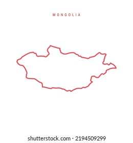 Mongolia editable outline map. Mongolian red border. Country name. Adjust line weight. Change to any color. Vector illustration.