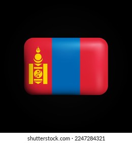 Mongolia Flag 3D Icon. National Flag of Mongolia. Vector illustration