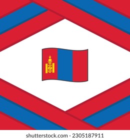 Plantilla de diseño de fondo de resumen de bandera de Mongolia. Banner en medios sociales del Día de la Independencia de Mongolia. Ilustración de Mongolia