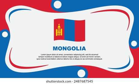 Mongolia Flag Abstract Background Flat Design Template. Mongolia Independence Day Banner Wallpaper Vector Illustration. Mongolia Independence Day