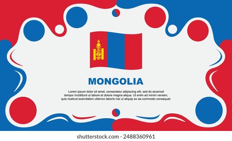 Mongolia Flag Abstract Background Flat Design Template. Mongolia Independence Day Banner Wallpaper Vector Illustration. Mongolia