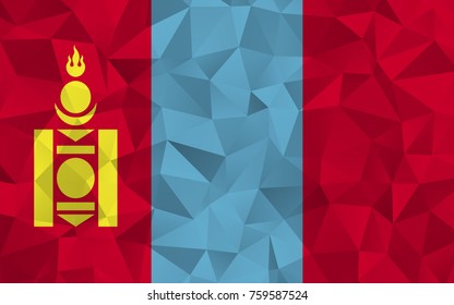 Mongolia flag. Abstract Polygon Geometric Shape Background. Vector eps10.