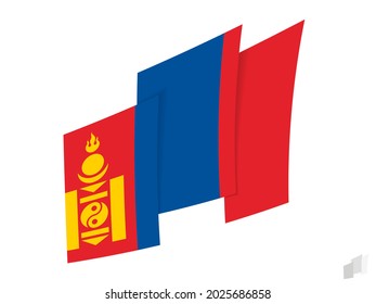 Mongolia flag in an abstract ripped design. Modern design of the Mongolia flag. Vector icon.