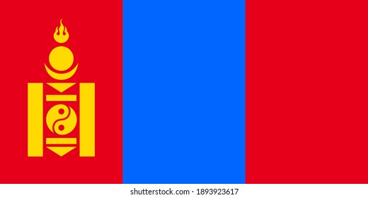 Bandera de Mongolia. Dimensiones precisas, proporciones de elementos y colores