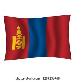 Mongolia flag background with cloth texture. Mongolia Flag vector illustration eps10. - Vector