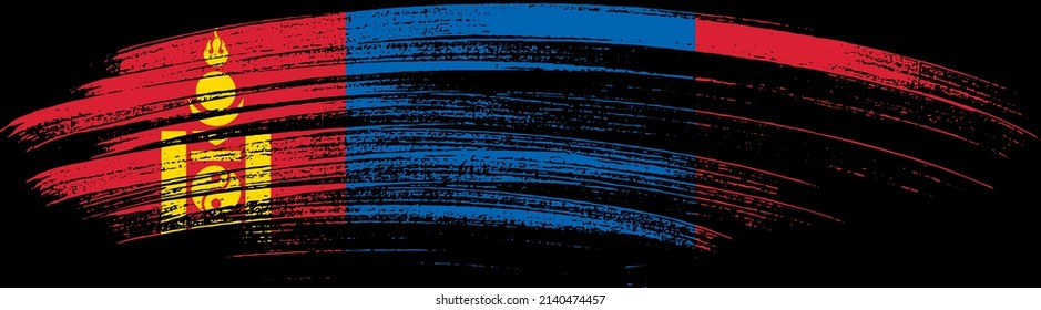 Mongolia flag with brush paint textured isolated  on png or transparent background,Symbol of Mongolia,template for banner,promote, design, and business matching country poster, vector 