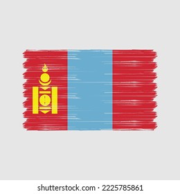 Ilustración del vector del pincel de bandera de Mongolia