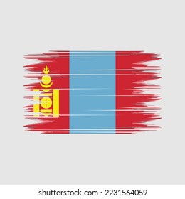 Mongolia Flag Brush Vector Illustration