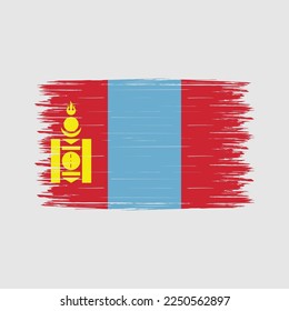 Mongolia Flag Brush Vector Illustration