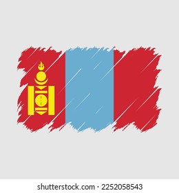 Mongolia Flag Brush Vector Illustration