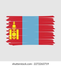 Mongolia Flag Brush Vector Illustration
