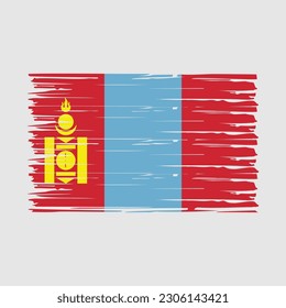 Mongolia Flag Brush Vector Illustration
