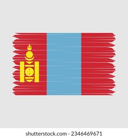 Mongolia Flag Brush Vector Illustration