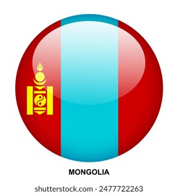 MONGOLIA flag button on white background
