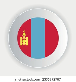 Mongolia flag in circle shape. official colors and proportions correctly. Vector illustration. eps 10.