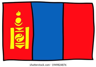 Mongolia flag Doodle Hand drawing sketch simple vector illustration 