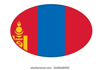 Mongolia flag ellipse shaped. vector	