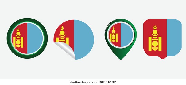 Mongolia flag. flat icon symbol vector illustration