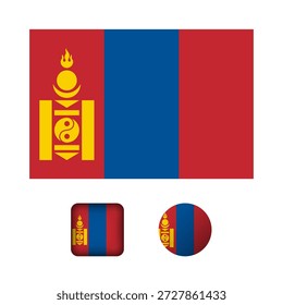 Mongolia Flag Flat Icons Collection