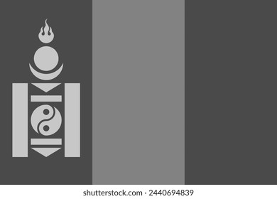 Bandera de Mongolia - ilustración vectorial monocromática en escala de grises. Bandera en blanco y negro