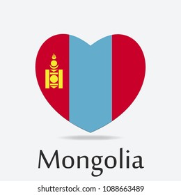 Mongolia Flag in Heart Shape