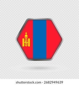 Bandeira da Mongólia em uma moldura de hexágono.