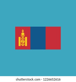 Mongolia flag icon in flat design. Independence day or National day holiday concept.