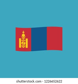 Mongolia flag icon in flat design. Independence day or National day holiday concept.