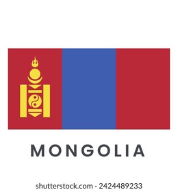 Mongolia flag isolated on white background.
