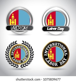 Mongolia Flag with labour day design vector 