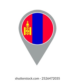 mongolia flag location pin, flag application, Flag on Location Pin, graphic design, map pointer, vector illustration.	