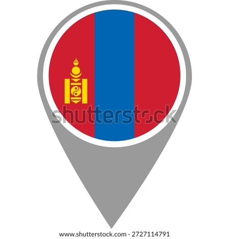 Mongolia flag location pin, Mongolia flag on location pin, Mongolia map pointer in high quality