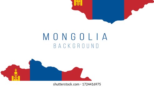 Mongolia flag map background. The flag of the country in the form of borders. Stock vector illustration isolated on white background.