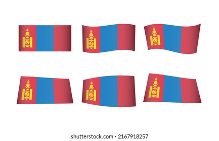 Bandera de Mongolia Mongol Banderas onduladas Iconos vectores Onda Onda Viento Oleado Asia República de Asia Símbolo de estado nacional Botones de pancarta en todos los países Diseño mundial Emblema gráfico Ulaanbaatar Icono