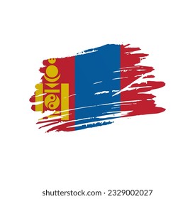 Mongolia flag - nation vector country flag trextured in grunge scratchy brush stroke.