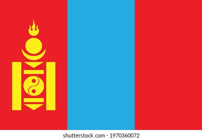 mongolia flag, official colors and proportion correctly. National mongolia flag. Vector illustration. EPS10.