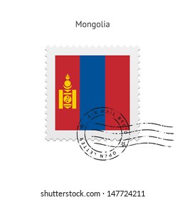 Mongolia Flag Postage Stamp on white background. Vector illustration.