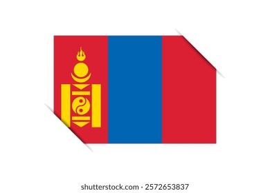 Mongolia flag - rectangle colorful flag representing a country cultural identity and heritage. The essence of national pride and unity. Attached by the corners in a paper album