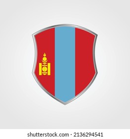Bandera de Mongolia con marco blindado. Bandera nacional