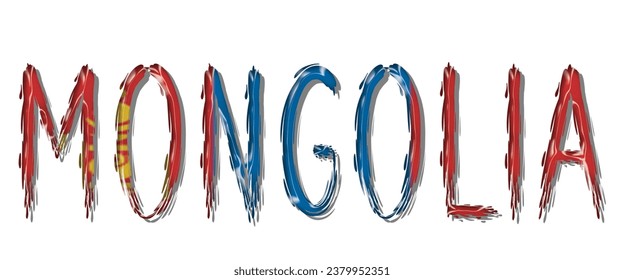 MONGOLIA flag text font, 3D MONGOLIA colorful background, MONGOLIA flag vector illustration