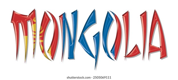 Mongolia flag text font, 3D Mongolia flag colorful background, Mongolia flag vector illustration
