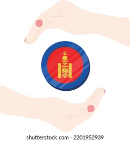 Mongolia flag vector hand drawn, Mongolian Tugrik Golden vector hand drawn