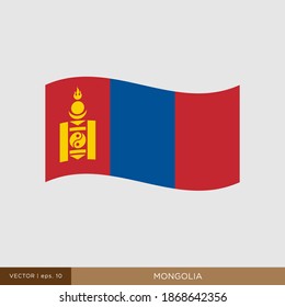 Plantilla de diseño de la ilustración del vector de bandera de Mongolia.